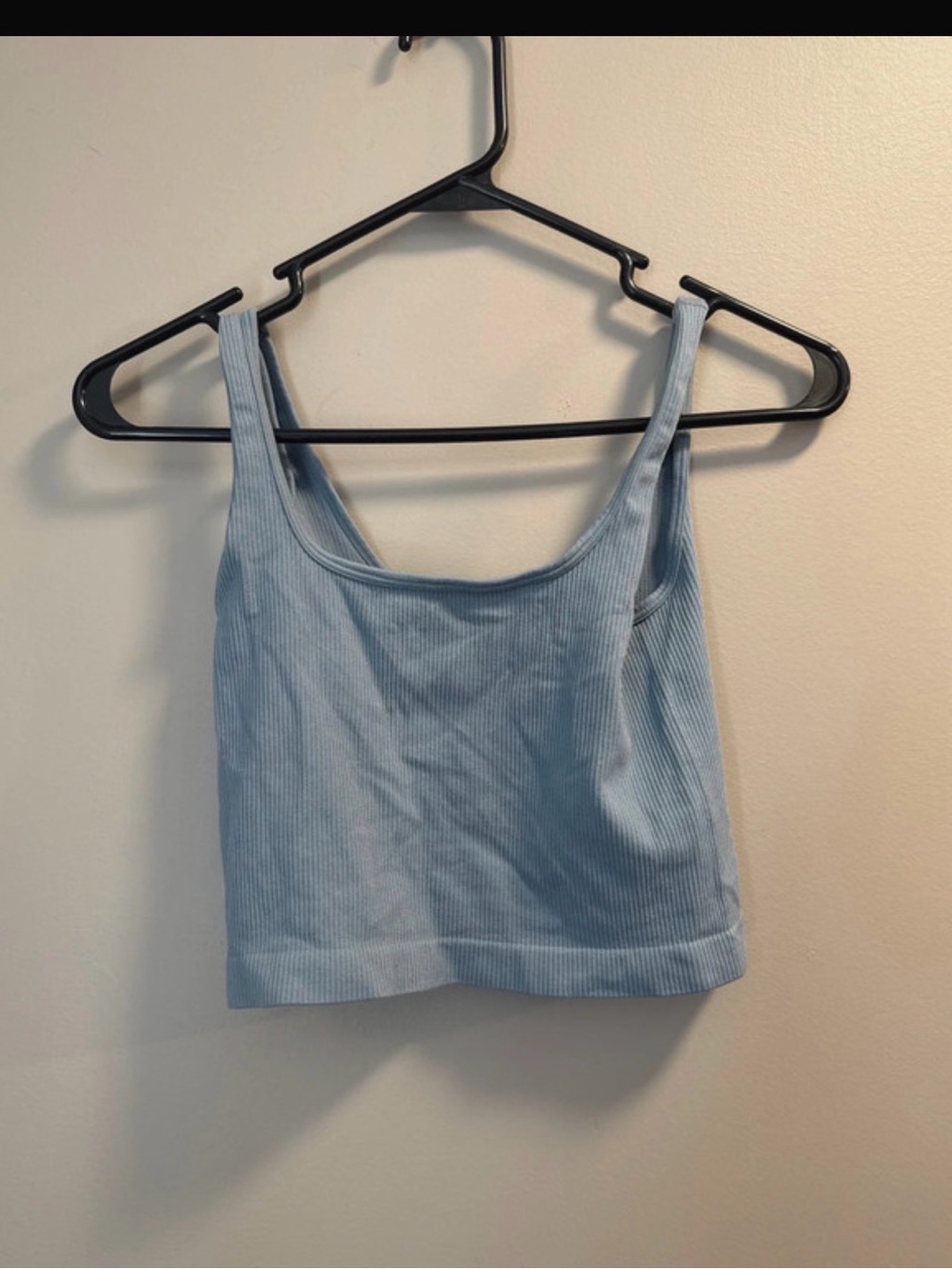 Women's Light Blue Ribbed Crop Tank Top